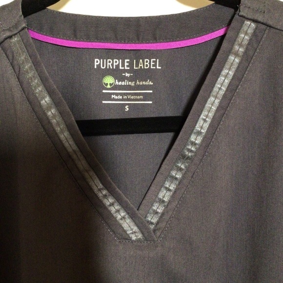Lot of 2 Healing Hands Purple Label Yoga Grey Scrub Top Women’s Sz S Joy /Jasmin - Picture 4 of 13